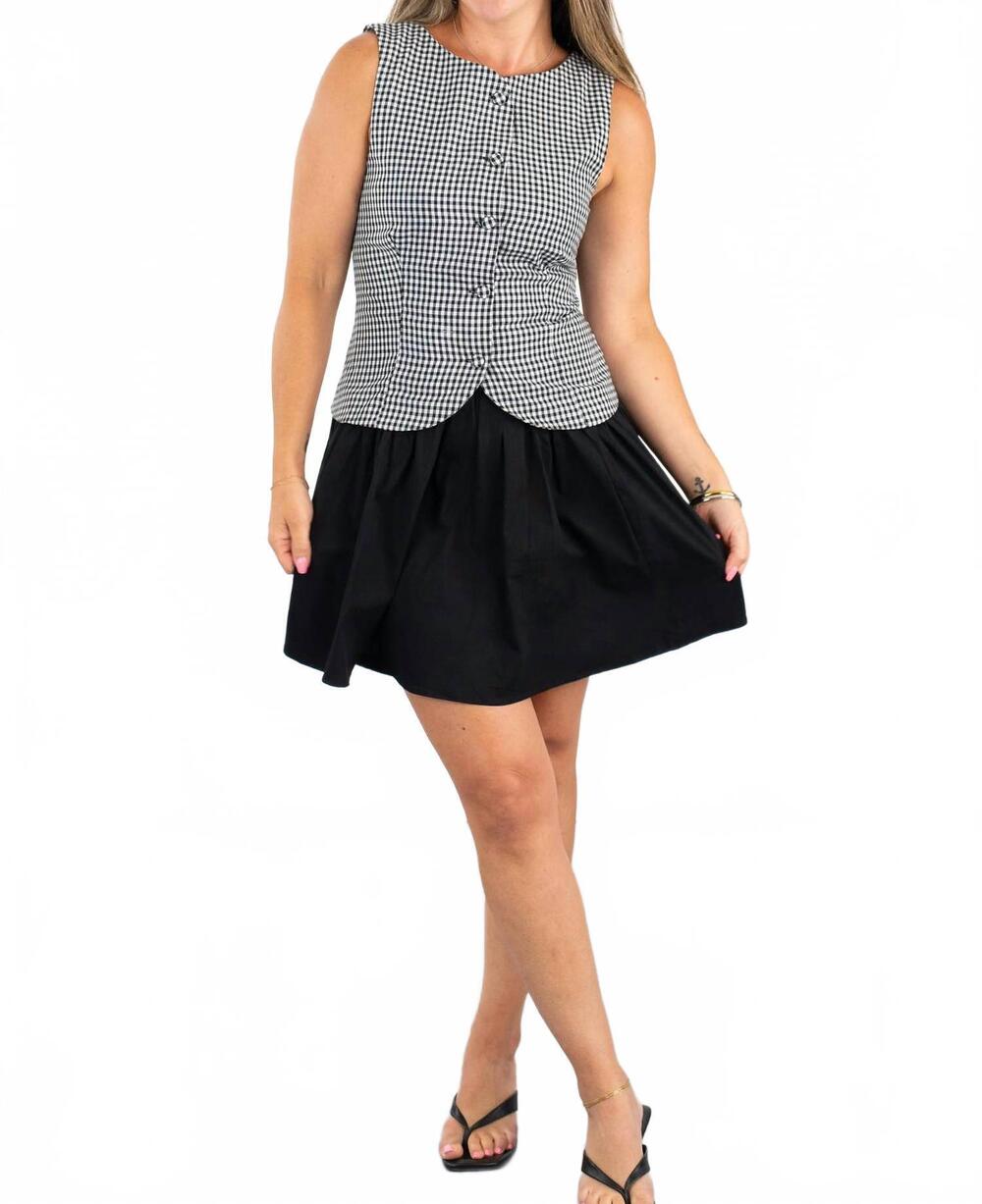 NEW OLIVACEOUS angie gingham mini dress in black